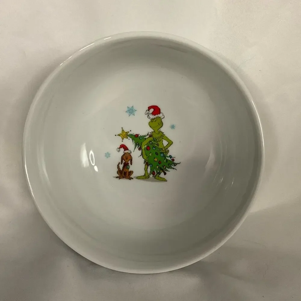 NEW ZRIKE DR SEUSS GRINCH WHO STOLE CHRISTMAS MAX WHITE CEREAL BOWL